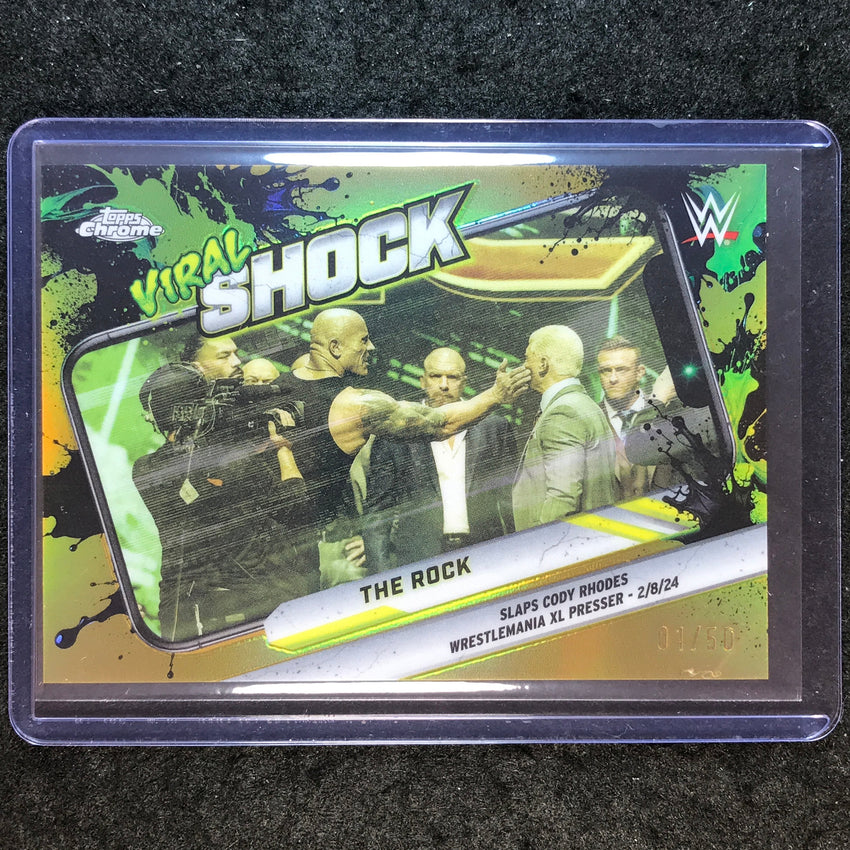 2026 Topps Chrome WWE THE ROCK Viral Shock Gold 1/50 #4