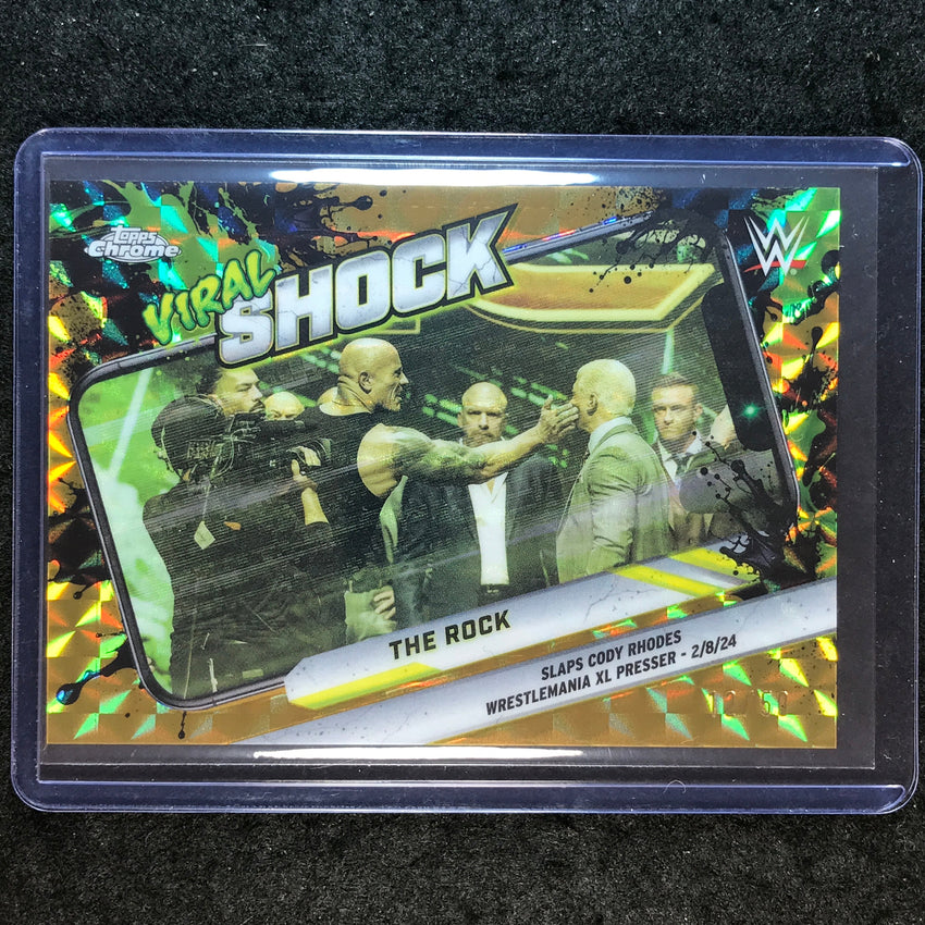 2026 Topps Chrome WWE THE ROCK Viral Shock Gold Geometric 12/50 #4