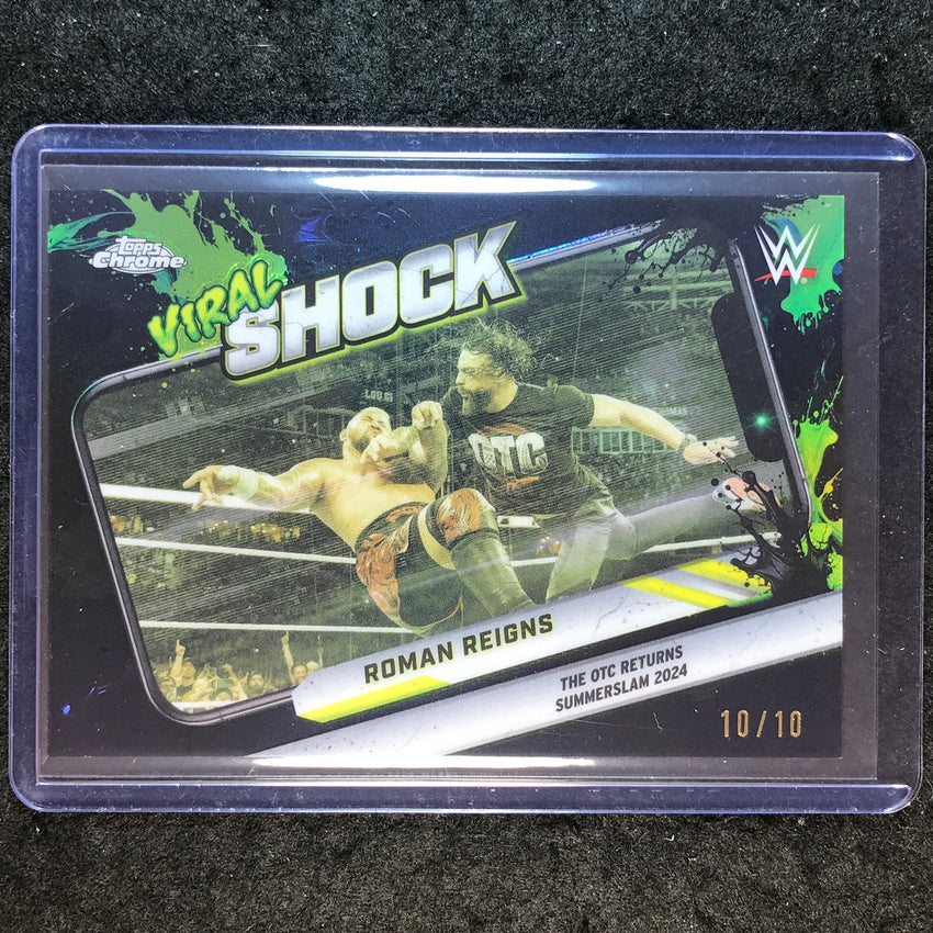 2026 Topps Chrome WWE ROMAN REIGNS Viral Shock Black 10/10 #19