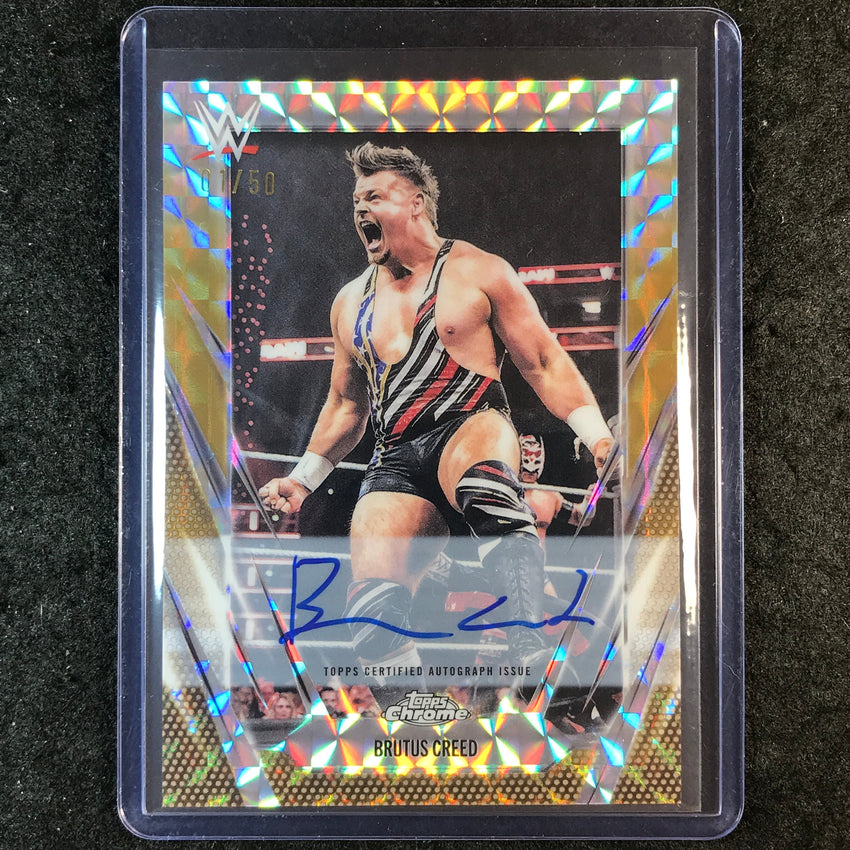 2026 Topps Chrome WWE BRUTUS CREED Chrome Autographs Gold Geometric 1/50