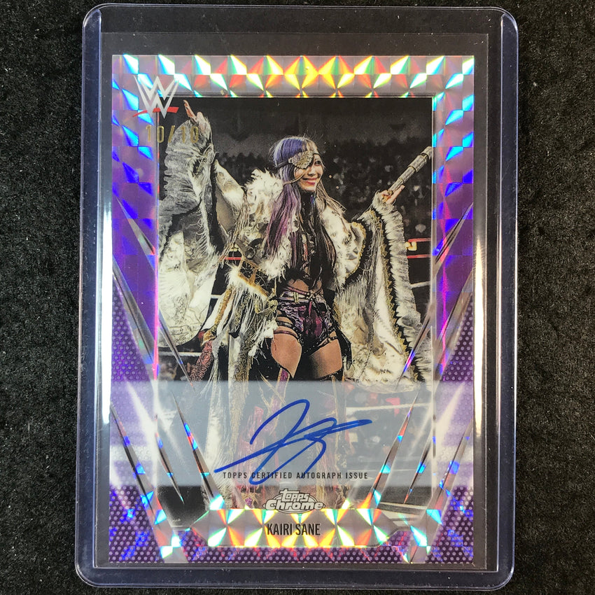 2026 Topps Chrome WWE KAIRI SANE Chrome Autographs Purple Geometric 10/10