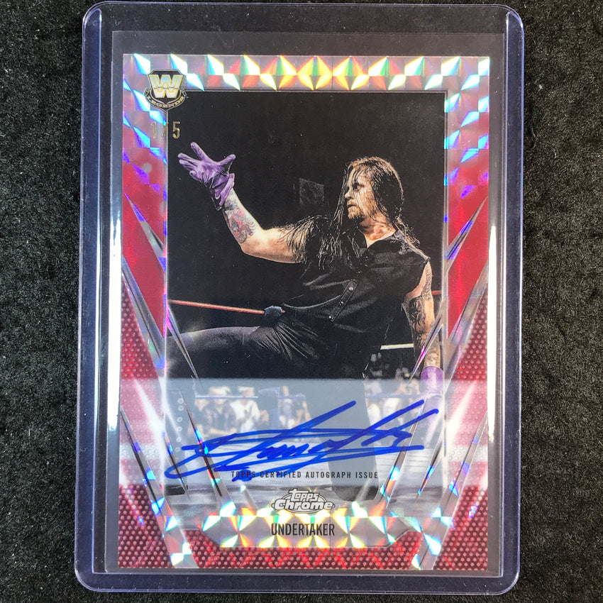 2026 Topps Chrome WWE UNDERTAKER Chrome Autographs Red Geometric 1/5