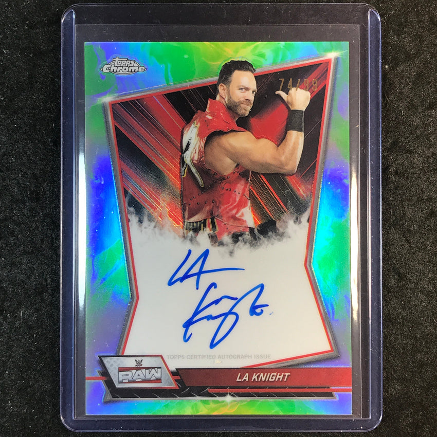 2026 Topps Chrome WWE LA KNIGHT Red Brand Auto Green 74/99