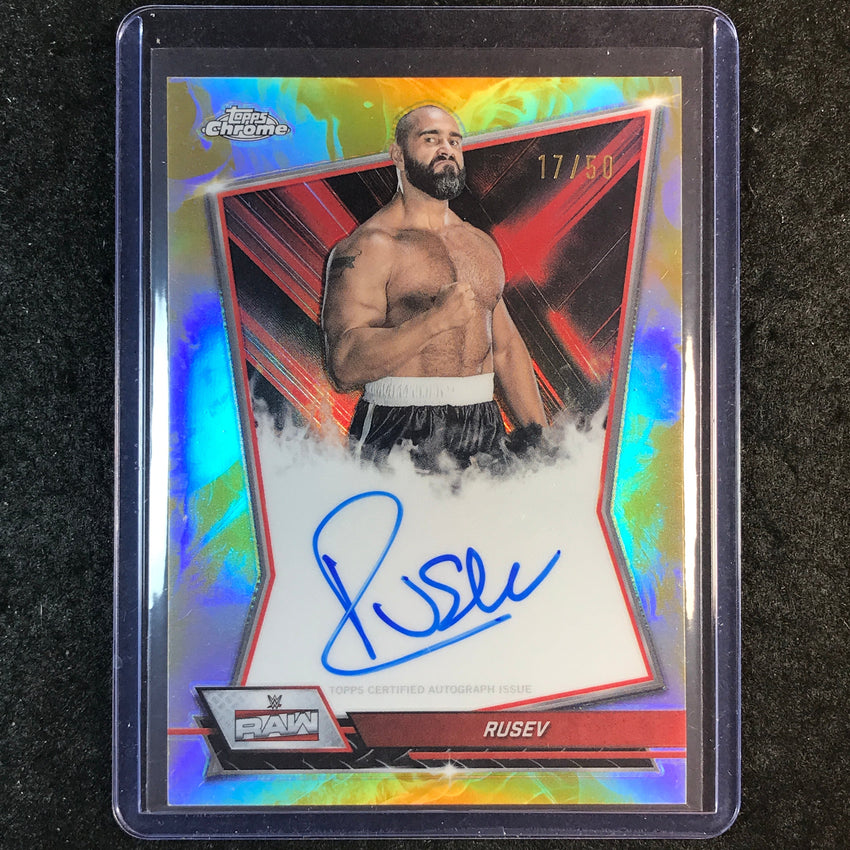 2026 Topps Chrome WWE RUSEV Red Brand Auto Gold 17/50