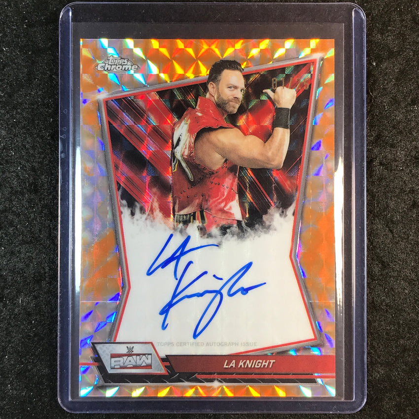 2026 Topps Chrome WWE LA KNIGHT Red Brand Auto Orange Geometric 1/25