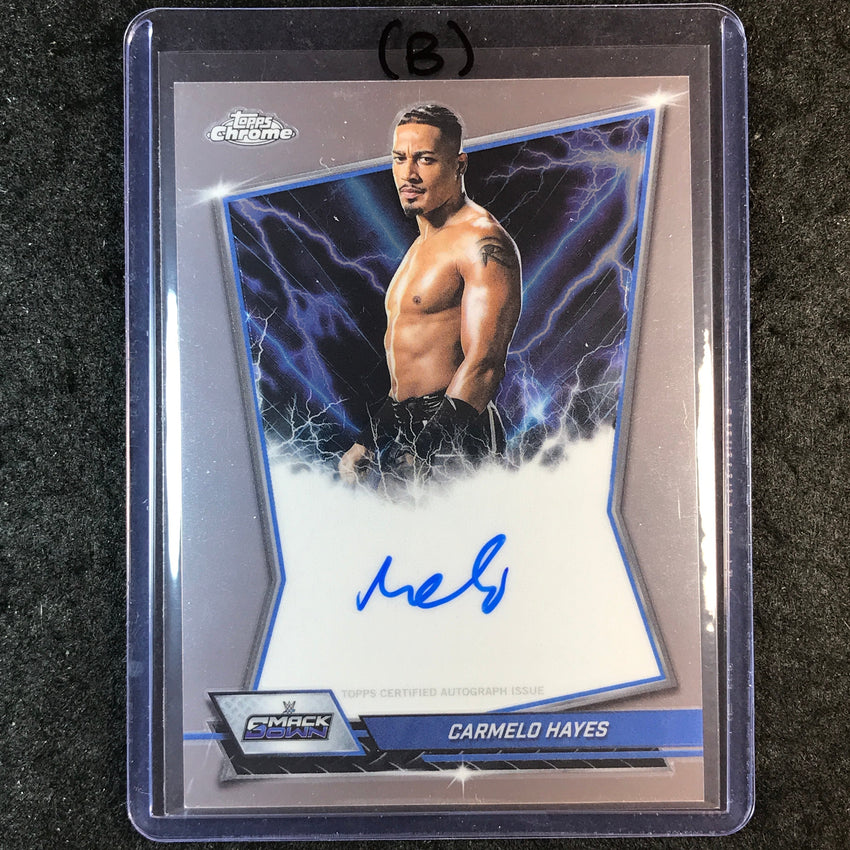 2026 Topps Chrome WWE CARMELO HAYES Blue Brand Auto Base #BBA-CAR (B)