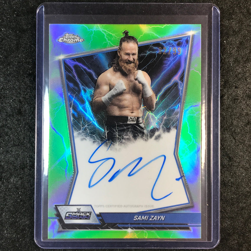 2026 Topps Chrome WWE SAMI ZAYN Blue Brand Auto Green 82/99