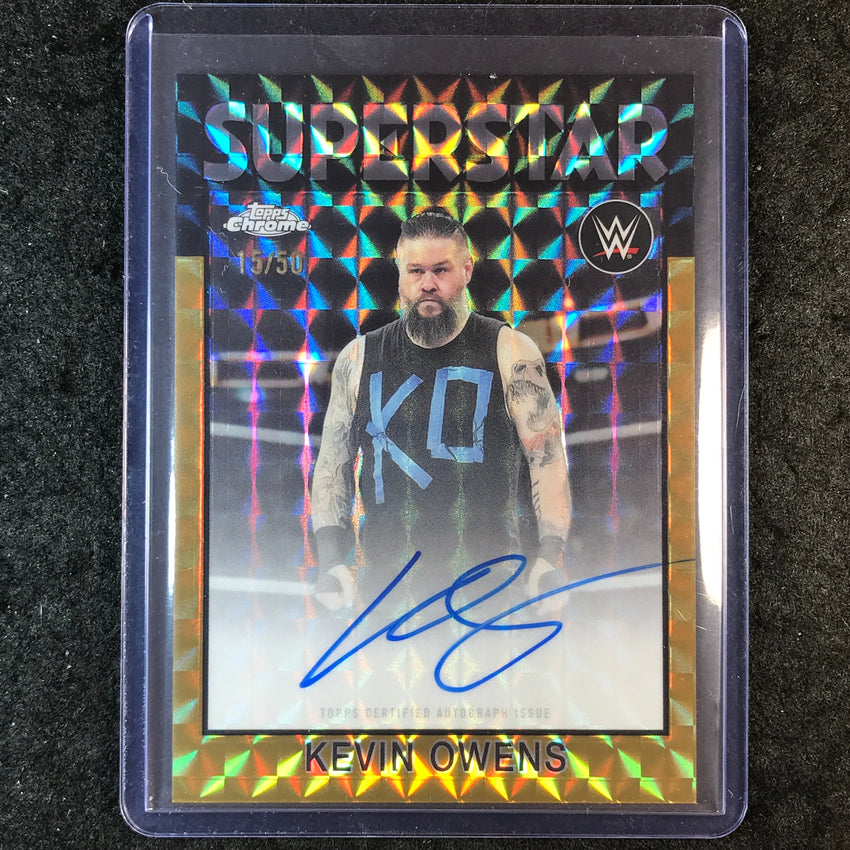 2026 Topps Chrome WWE KEVIN OWENS 1986 Topps Auto Gold Geometric 15/50