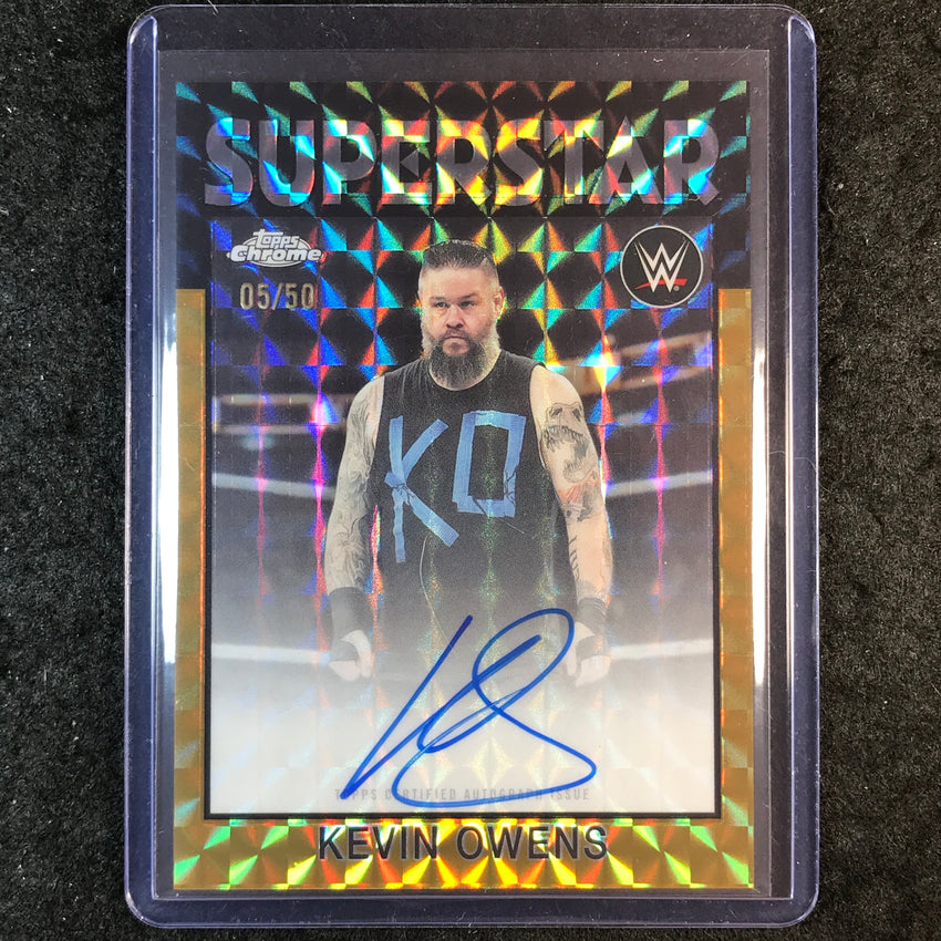 2026 Topps Chrome WWE KEVIN OWENS 1986 Topps Auto Gold Geometric 5/50