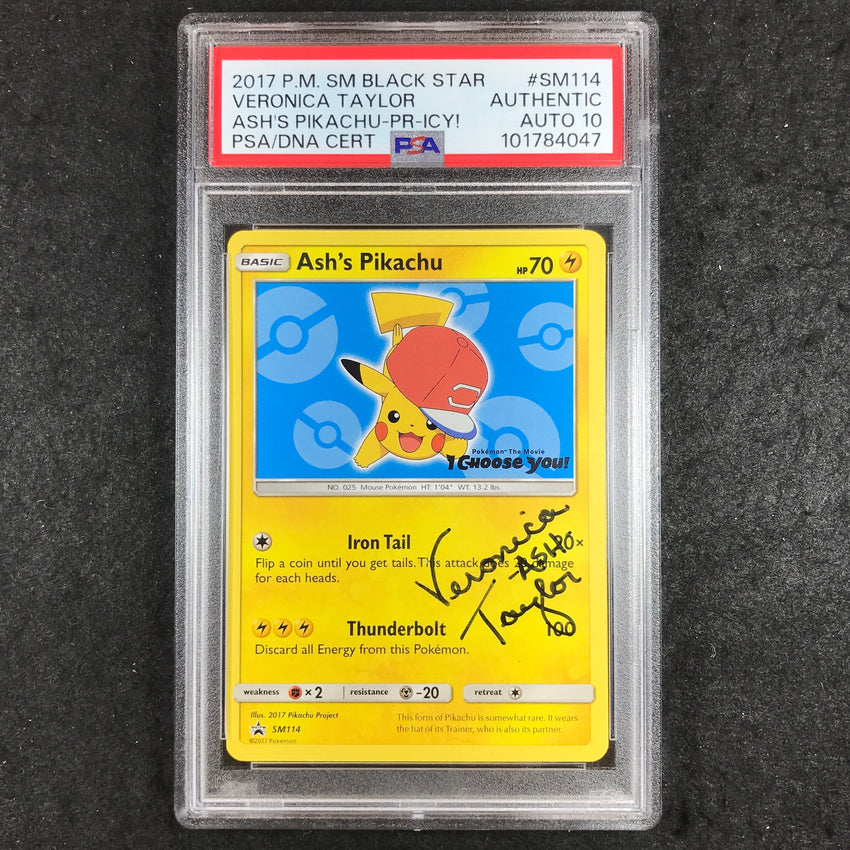 PSA AUTHENTIC AUTO 10 Ash's Pikachu - SM114 - Veronica Taylor Signature 047