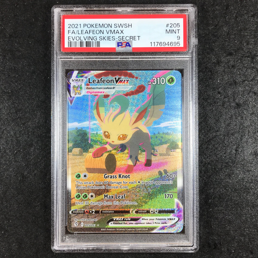 PSA 9 Leafeon VMAX - 205/203 - Alternate Art Evolving Skies 695