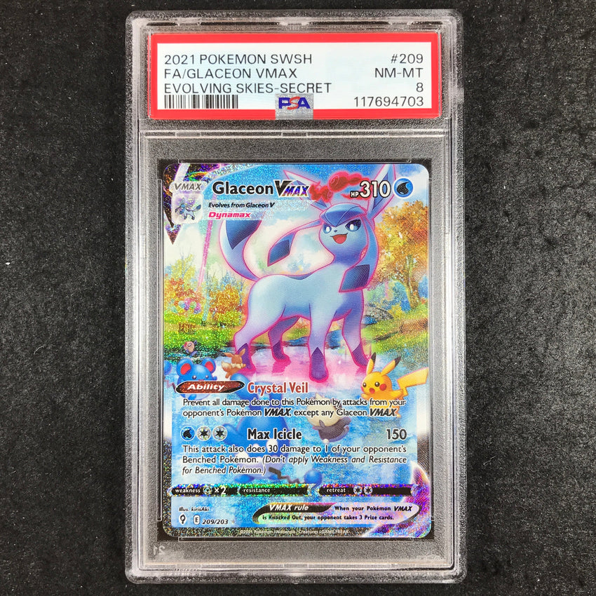 PSA 8 Glaceon VMAX - 209/203 - Alternate Art Evolving Skies 703