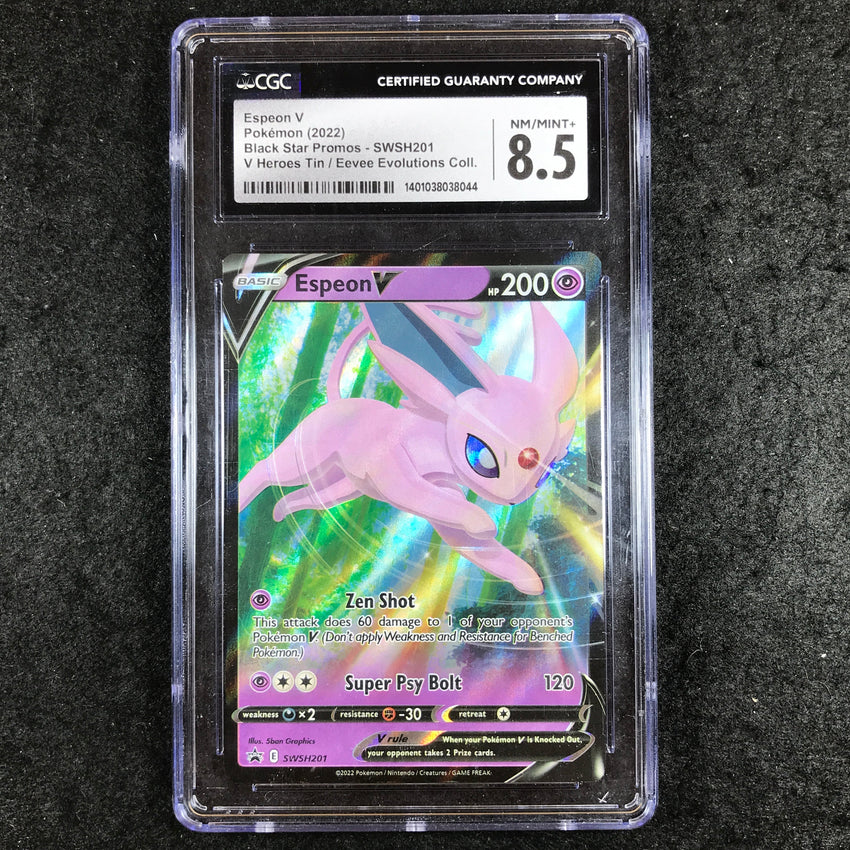 CGC 8.5 Espeon V - SWSH201 - Eeveelutions Black Star Tin Promo 044