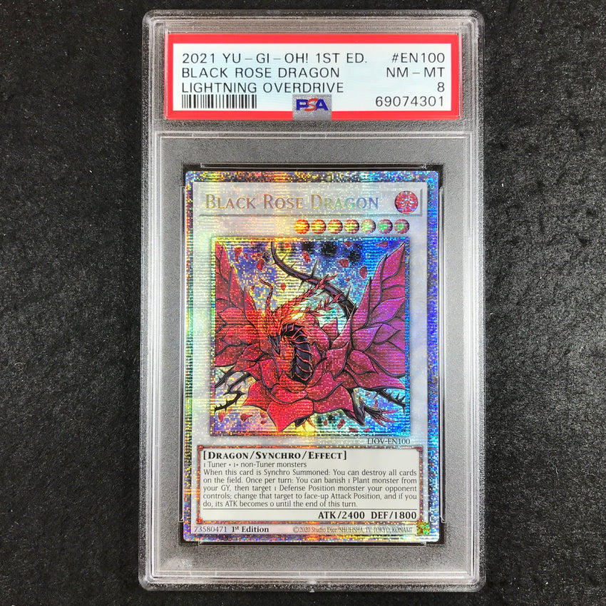 PSA 8 Black Rose Dragon - LIOV-EN100 - Starlight Lightning Overdrive 1st Ed 301