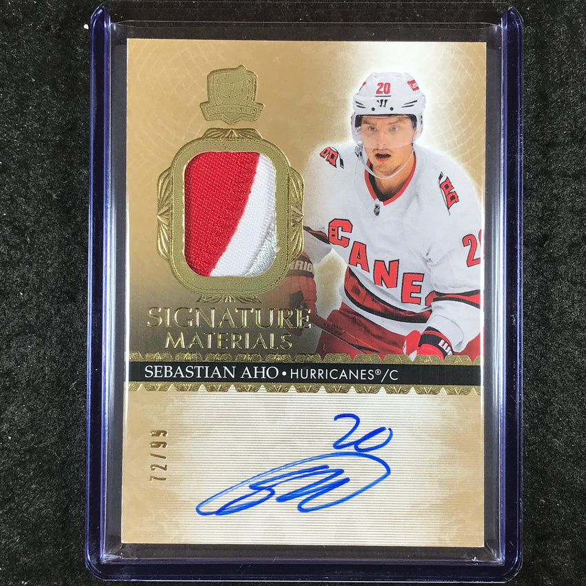 2023-24 The Cup Hockey SEBASTIAN AHO Signature Materials Patch Auto 72/99