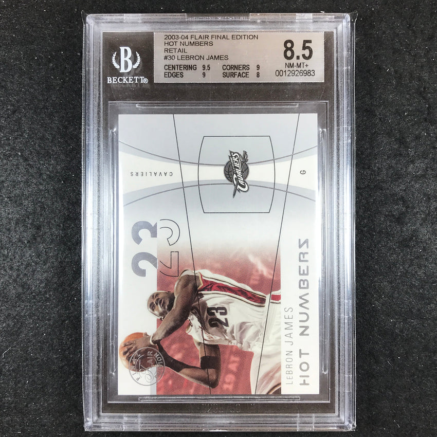 2003-04 Flair Final Edition LEBRON JAMES Hot Numbers Rookie 412/500 BGS 8.5
