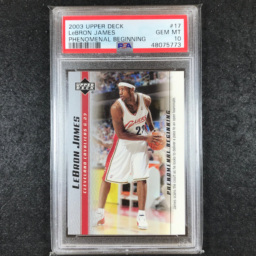 2003-04 Upper Deck LEBRON JAMES Phenomenal Beginning Rookie #17 PSA 10 (773)