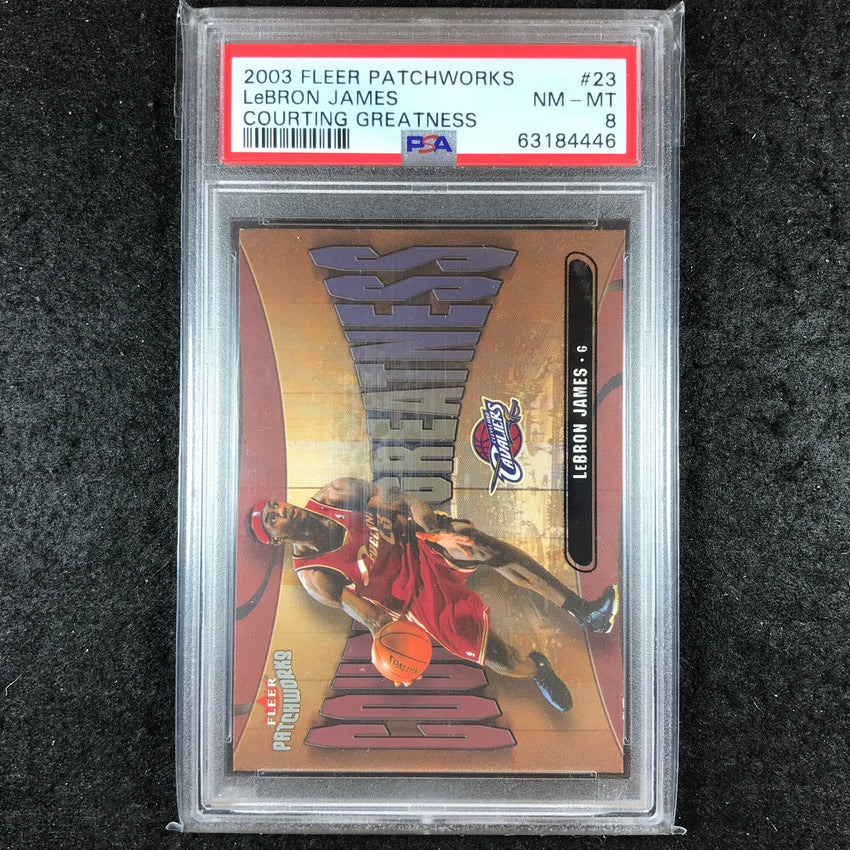 2003-04 Fleer Patchworks LEBRON JAMES Courting Greatness Rookie #23 PSA 8 (446)