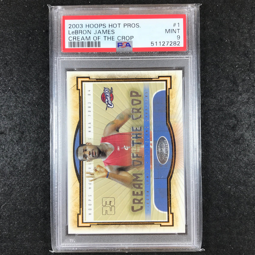 2003-04 Hoops Hot Prospects LEBRON JAMES Cream of the Crop Rookie #1 PSA 9 (282)