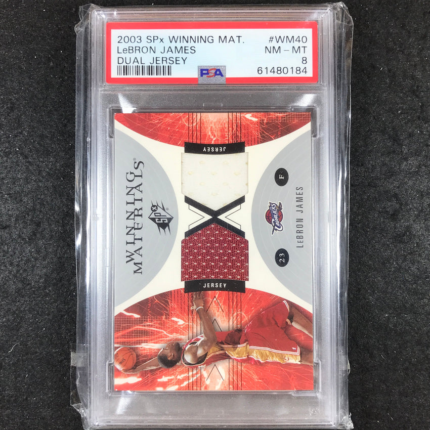 2003-04 SPx LEBRON JAMS Winning Materials Rookie Dual Jersey #40 PSA 8 (184)