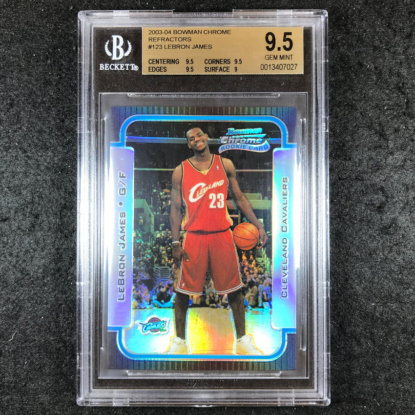2003-04 Bowman Chrome LEBRON JAMES Rookie Refractor 124/300 BGS 9.5 (027)