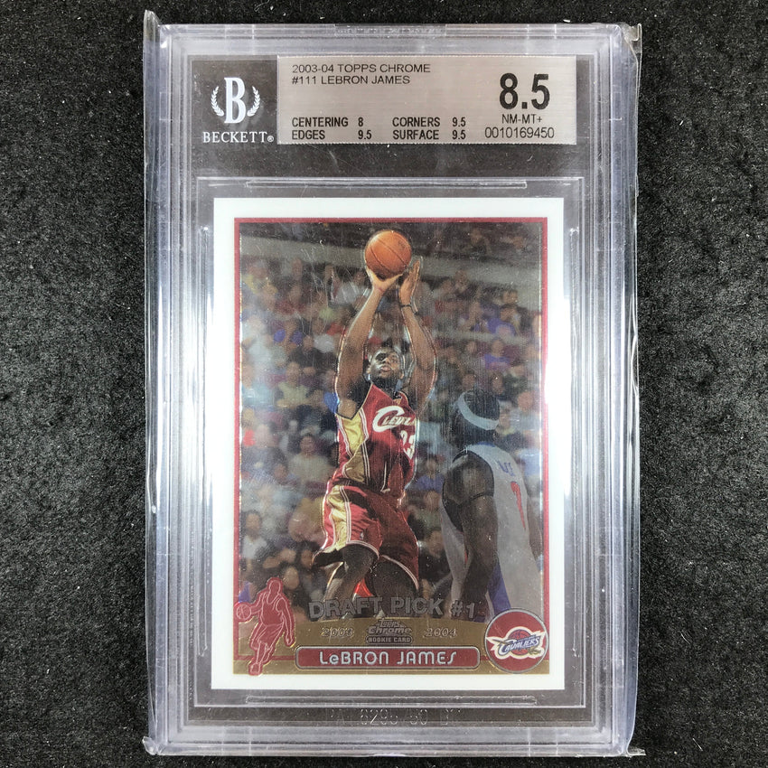 2003-04 Topps Chrome LEBRON JAMES Rookie Base #111 BGS 8.5 (450)