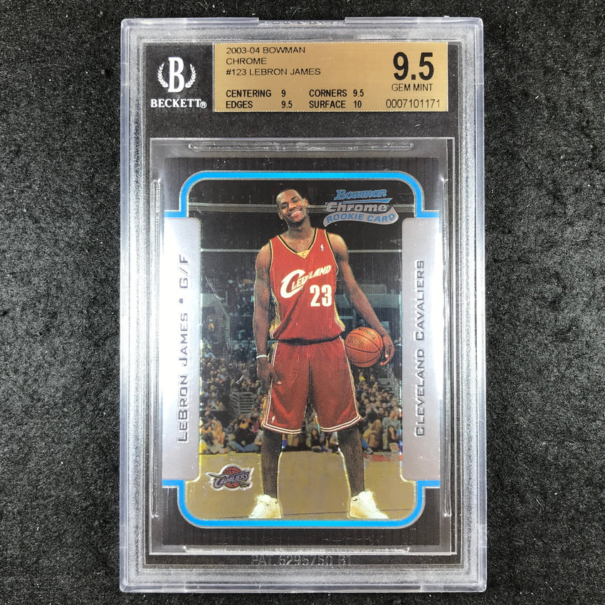 2003-04 Bowman Chrome LEBRON JAMES Rookie Base #123 BGS 9.5 (171)