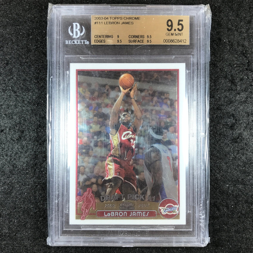 2003-04 Topps Chrome LEBRON JAMES Rookie Base #111 BGS 9.5 (412)