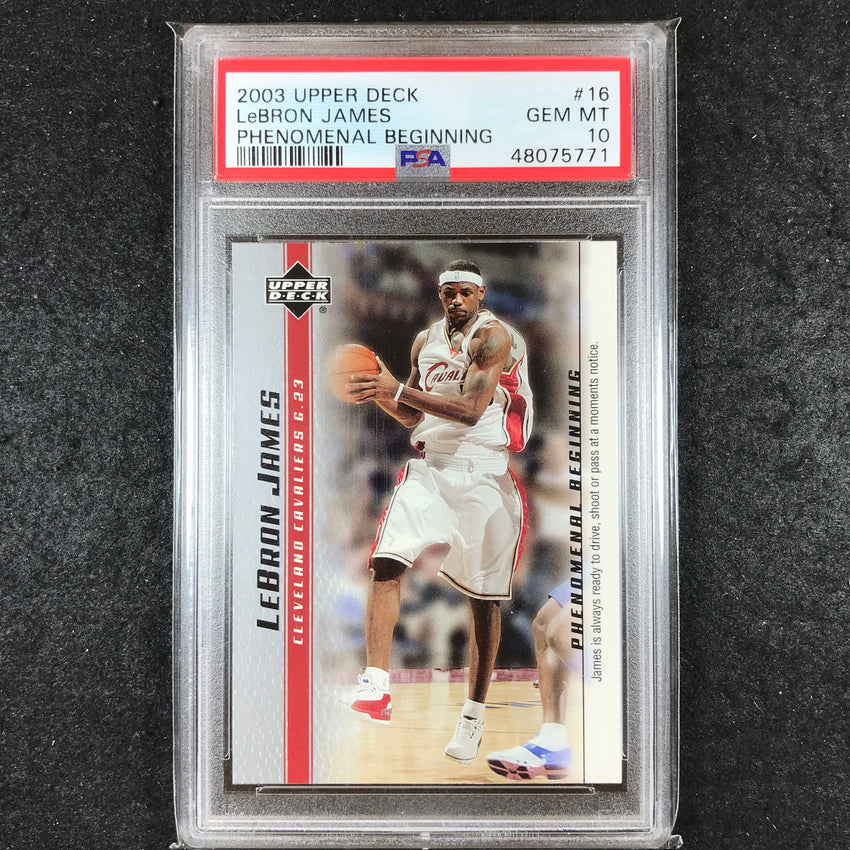2003-04 Upper Deck LEBRON JAMES Phenomenal Beginning Rookie #16 PSA 10 (771)