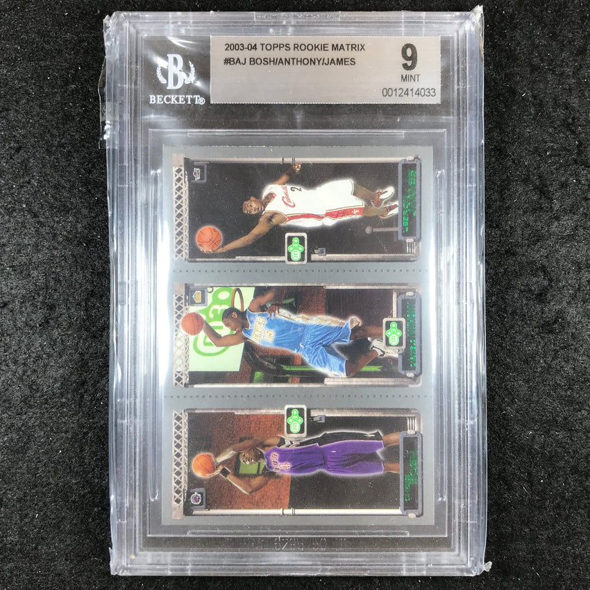 2003-04 Topps Rookie Matrix LEBRON JAMES CARMELO BOSH Triple Rookie BGS 9 (033)