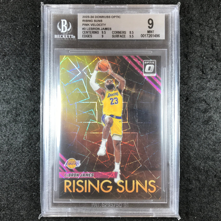 2023-24 Donruss Optic LEBRON JAMES Rising Suns Pink Velocity 72/79 BGS 9 (496)