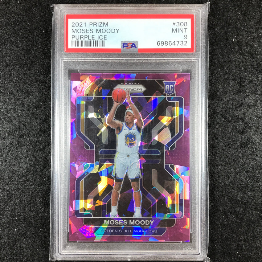 2021-22 Prizm MOSES MOODY Rookie Purple Ice 45/149 PSA 9 (732)
