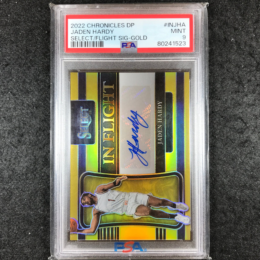 2022-23 Chronicles Draft Picks JADEN HARDY Select Rookie Auto Gold 5/10 PSA 9