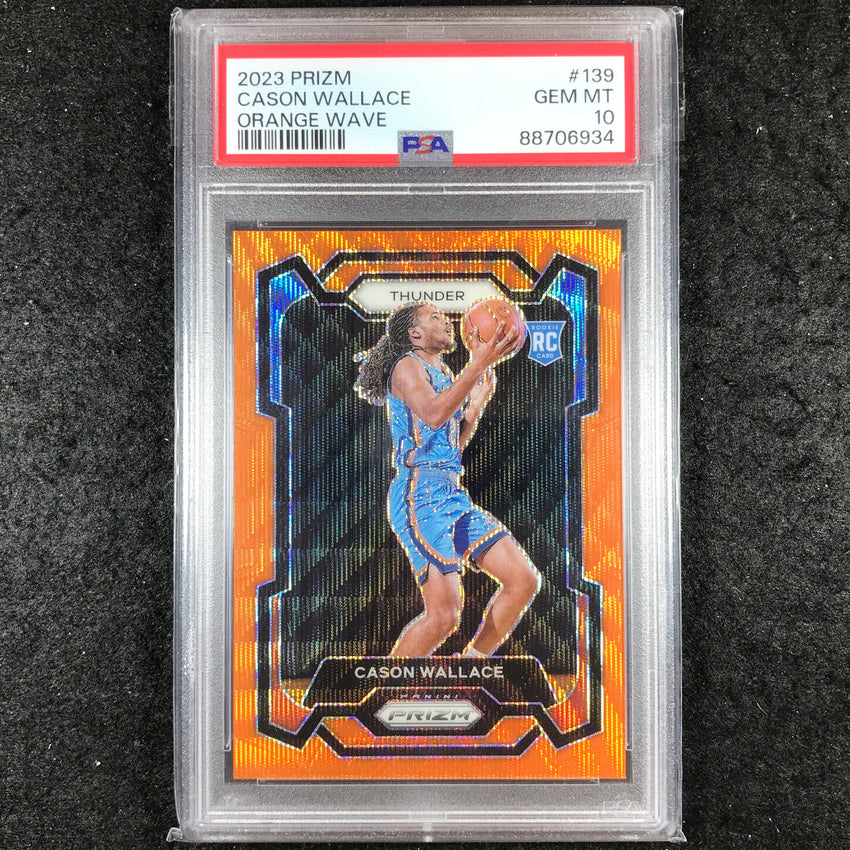2023-24 Prizm CASON WALLACE Rookie Orange Wave 38/60 #139 PSA 10 (934)