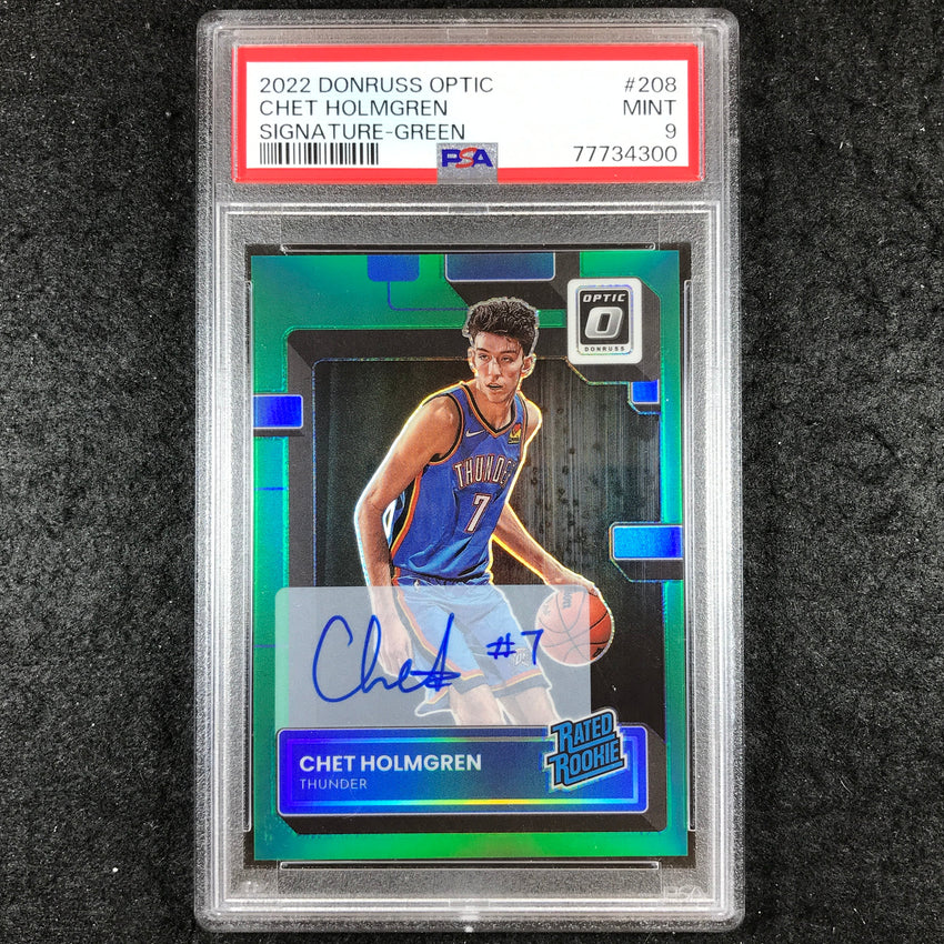 2022-23 Donruss Optic CHET HOLMGREN Rated Rookie Auto Green 4/5 PSA 9 (300)