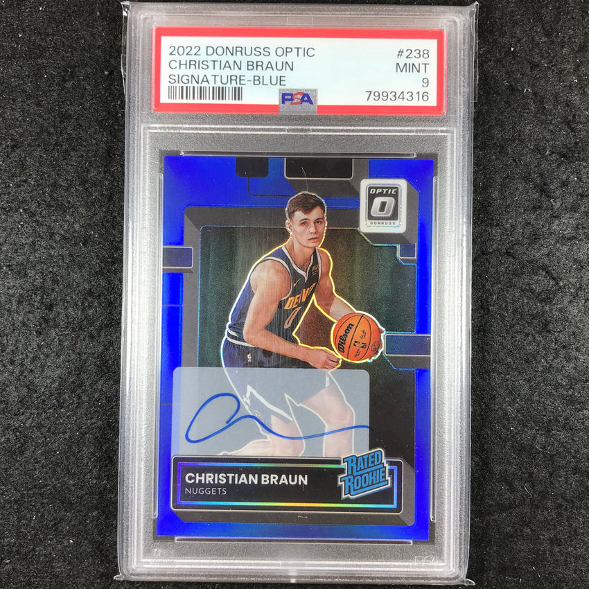 2022-23 Donruss Optic CHRISTIAN BRAUN Rated Rookie Auto 22/49 #238 PSA 9 (316)