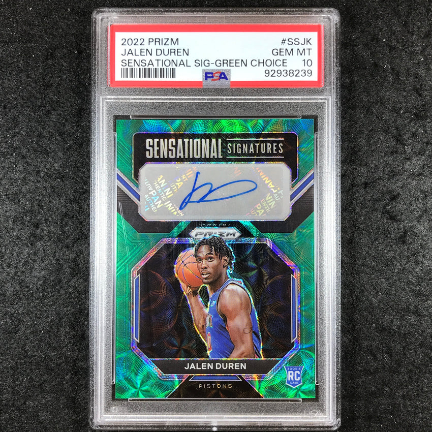 2022-23 Prizm JALEN DUREN Sensational Signatures Rookie Green 6/8 PSA 10 (239)