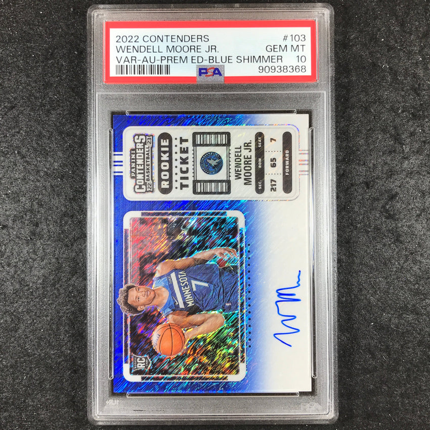 2022-23 Contenders WENDELL MOORE JR Rookie Ticket Auto Blue 21/21 PSA 10 (368)