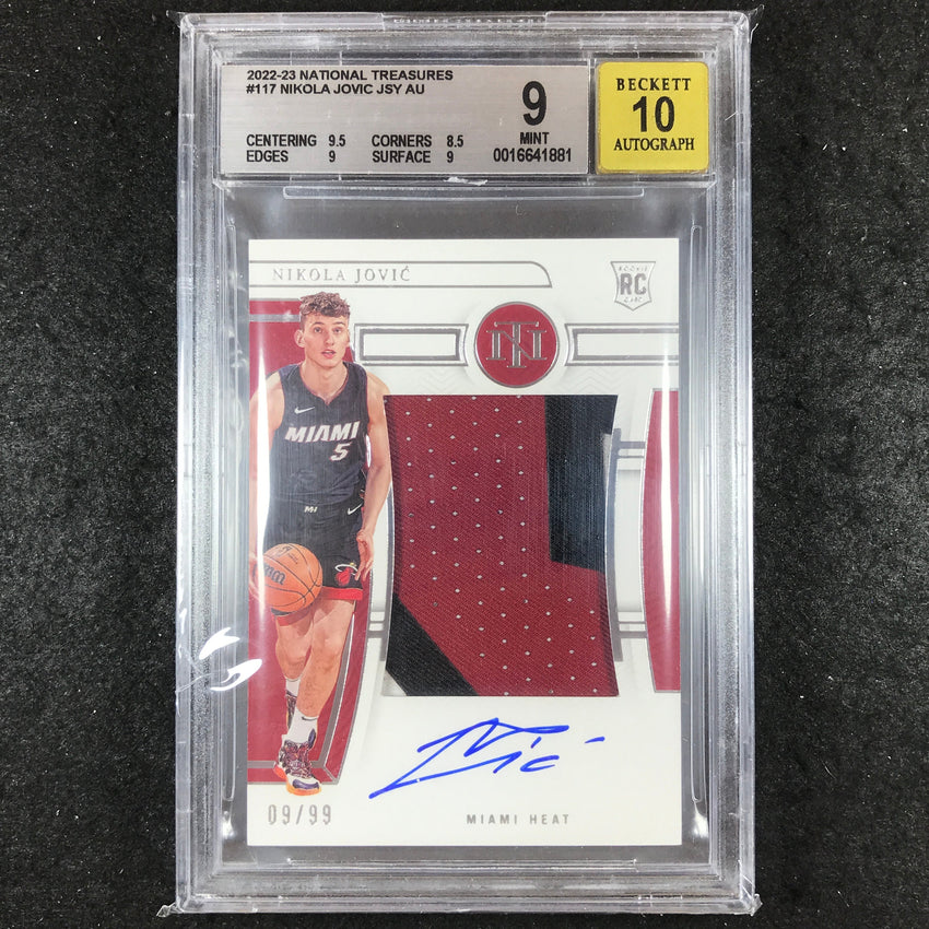 2022-23 National Treasures NIKOLA JOVIC Rookie Patch Auto 9/99 #117 BGS 9/10