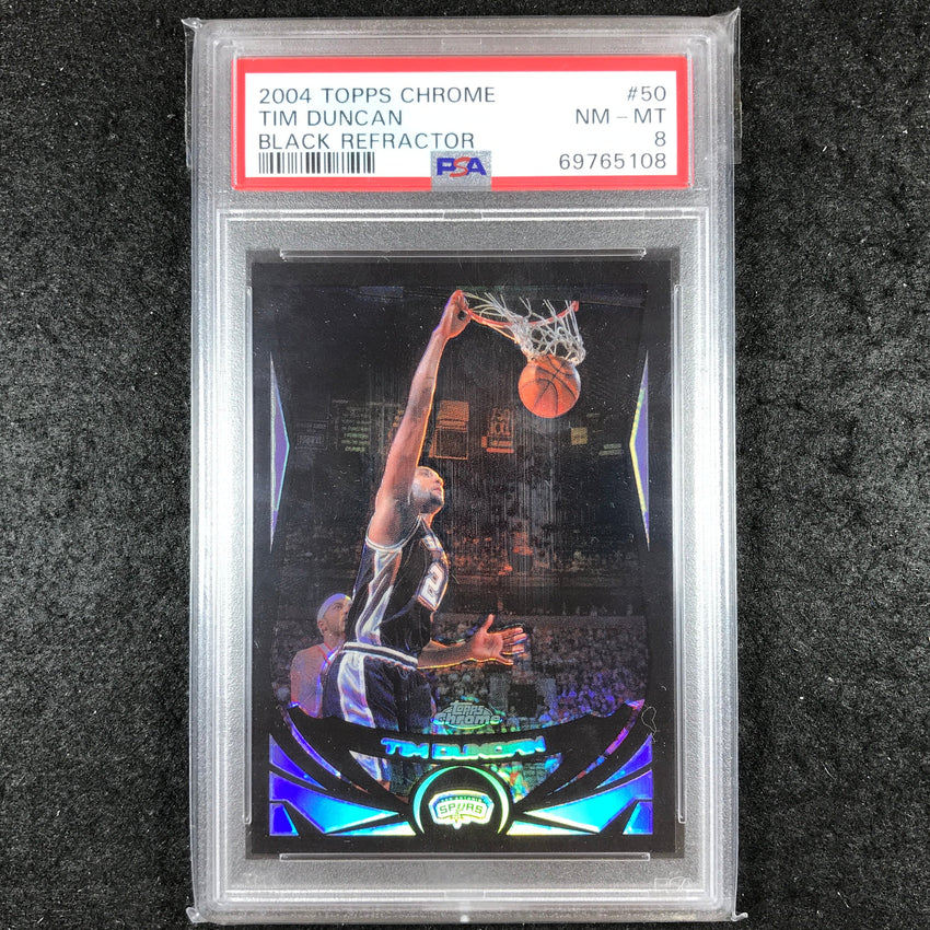 2004-05 Topps Chrome TIM DUNCAN Black Refractor 329/500 #50 PSA 8 (108)