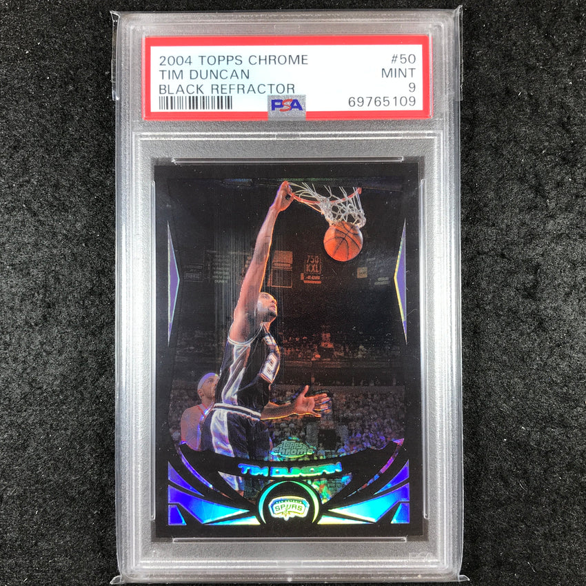 2004-05 Topps Chrome TIM DUNCAN Black Refractor 449/500 #50 PSA 9 (109)