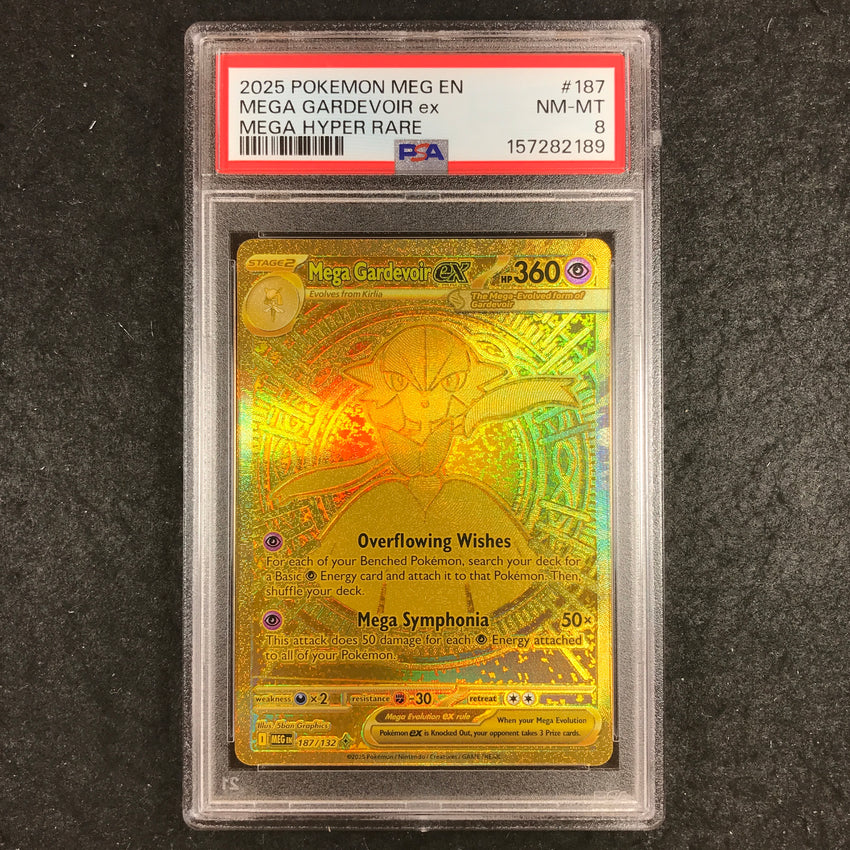 PSA 8 Mega Gardevoir ex - 187 - Mega Hyper Rare Pokemon ME01 Mega Evolution 189-Cherry Collectables