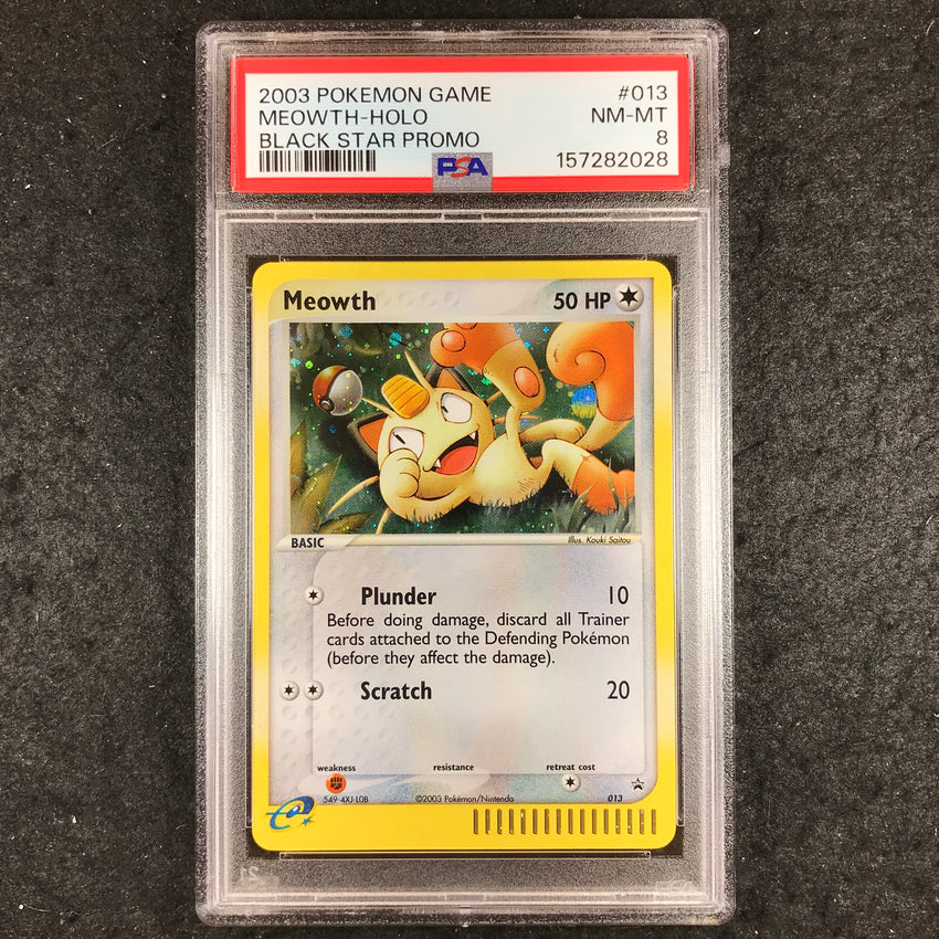 PSA 8 Meowth - 013 - 2003 Pokemon Black Star Promo 028-Cherry Collectables