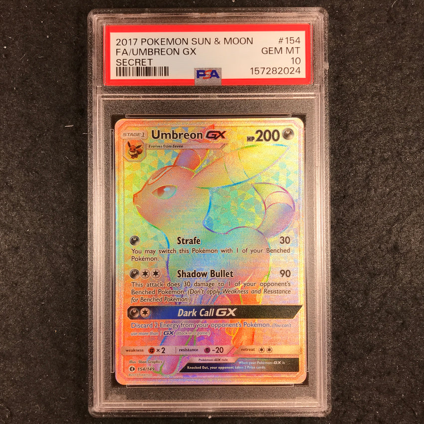 PSA 10 Umbreon GX - 154 - Hyper Rare Pokemon Sun & Moon 024-Cherry Collectables