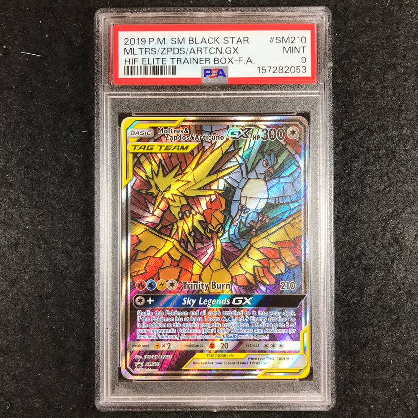 PSA 9 Moltres & Zapdos & Articuno GX - SM210 - Pokemon Black Star Promo 053-Cherry Collectables