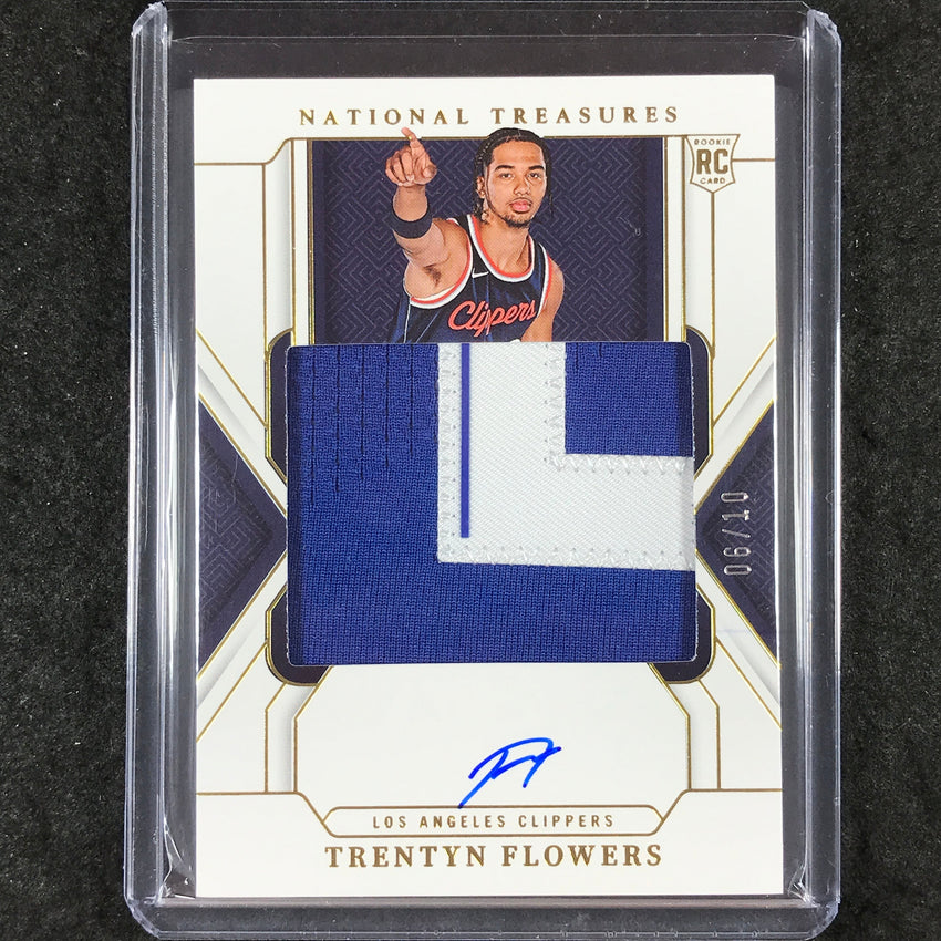 2024-25 National Treasures TRENTYN FLOWERS Rookie Patch Auto Gold 6/10 #120