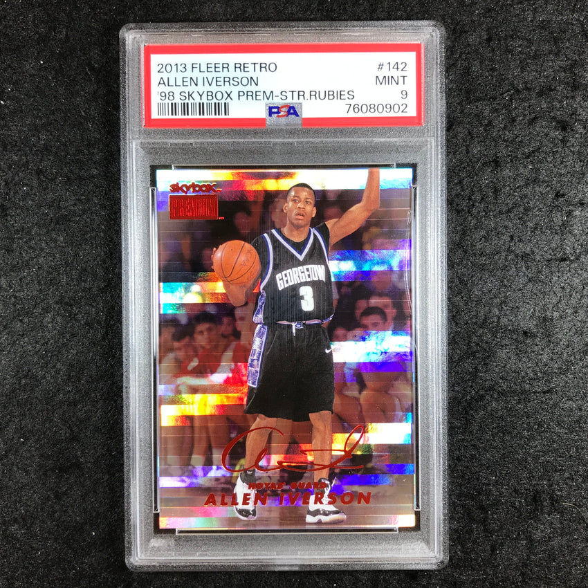 2013 Fleer Retro ALLEN IVERSON '98 Skybox Premium Star Rubies 30/50 #142 PSA 9
