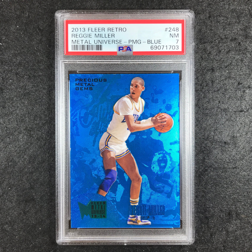 2013 Fleer Retro REGGIE MILLER Metal Universe PMG Blue 10/50 #248 PSA 7 (703)