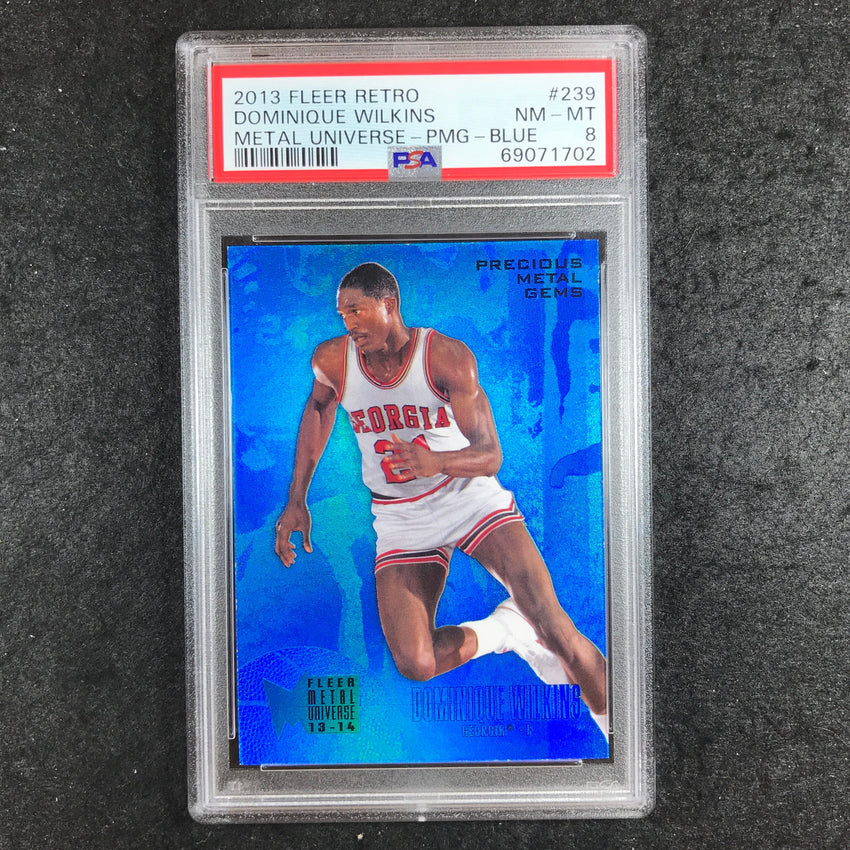 2013 Fleer Retro DOMINIQUE WILKINS Metal Universe PMG Blue 28/50 #239 PSA 8