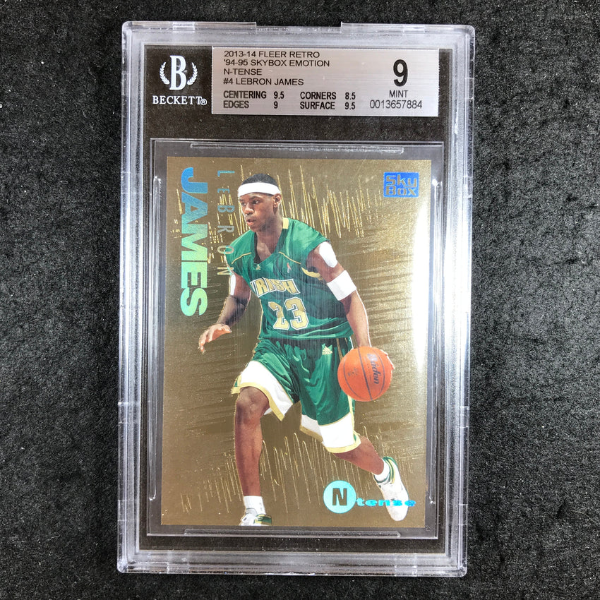 2013-14 Fleer Retro LEBRON JAMES '94-95 Skybox Emotion N-Tense #4 BGS 9 (884)
